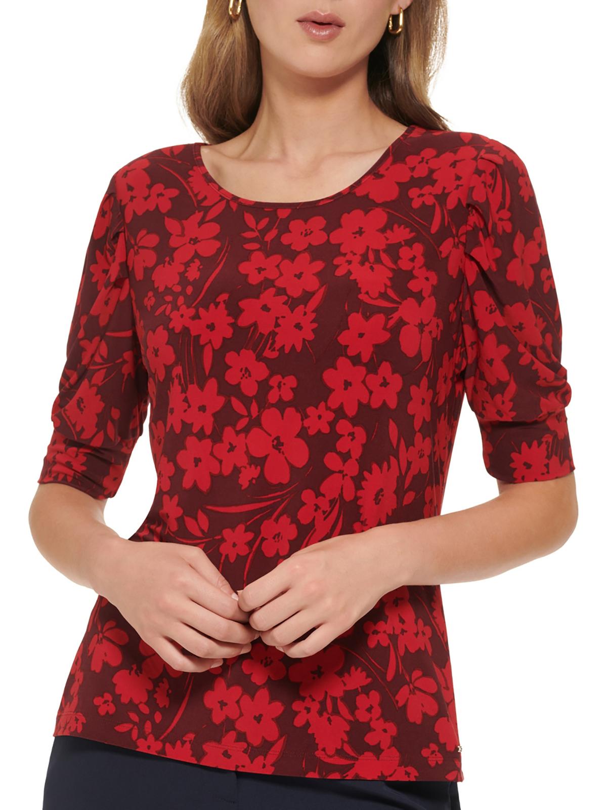 Tommy Hilfiger Womens Floral Print Pullover Top